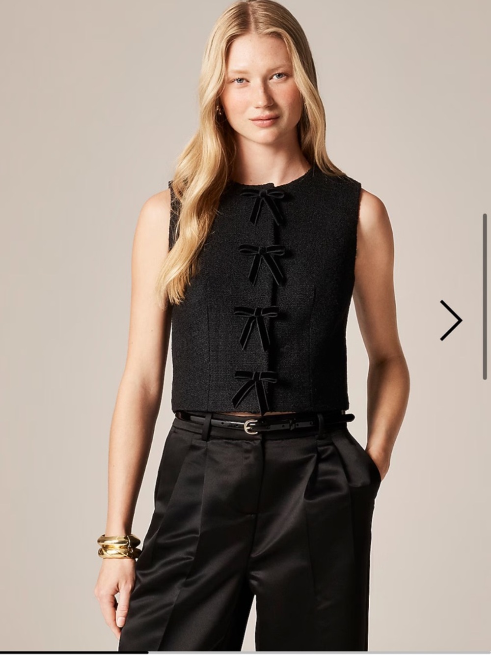 J. Crew Tweed Crewneck Vest With Velvet Bows